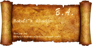 Babák Aladin névjegykártya